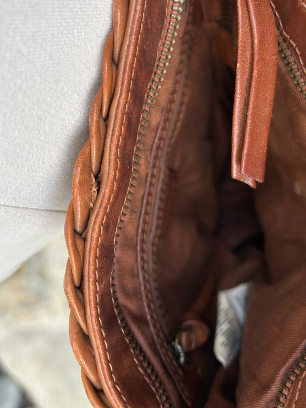 MANGO Brown Leather Fringed Crossbody Bag - Picture 5 of 11